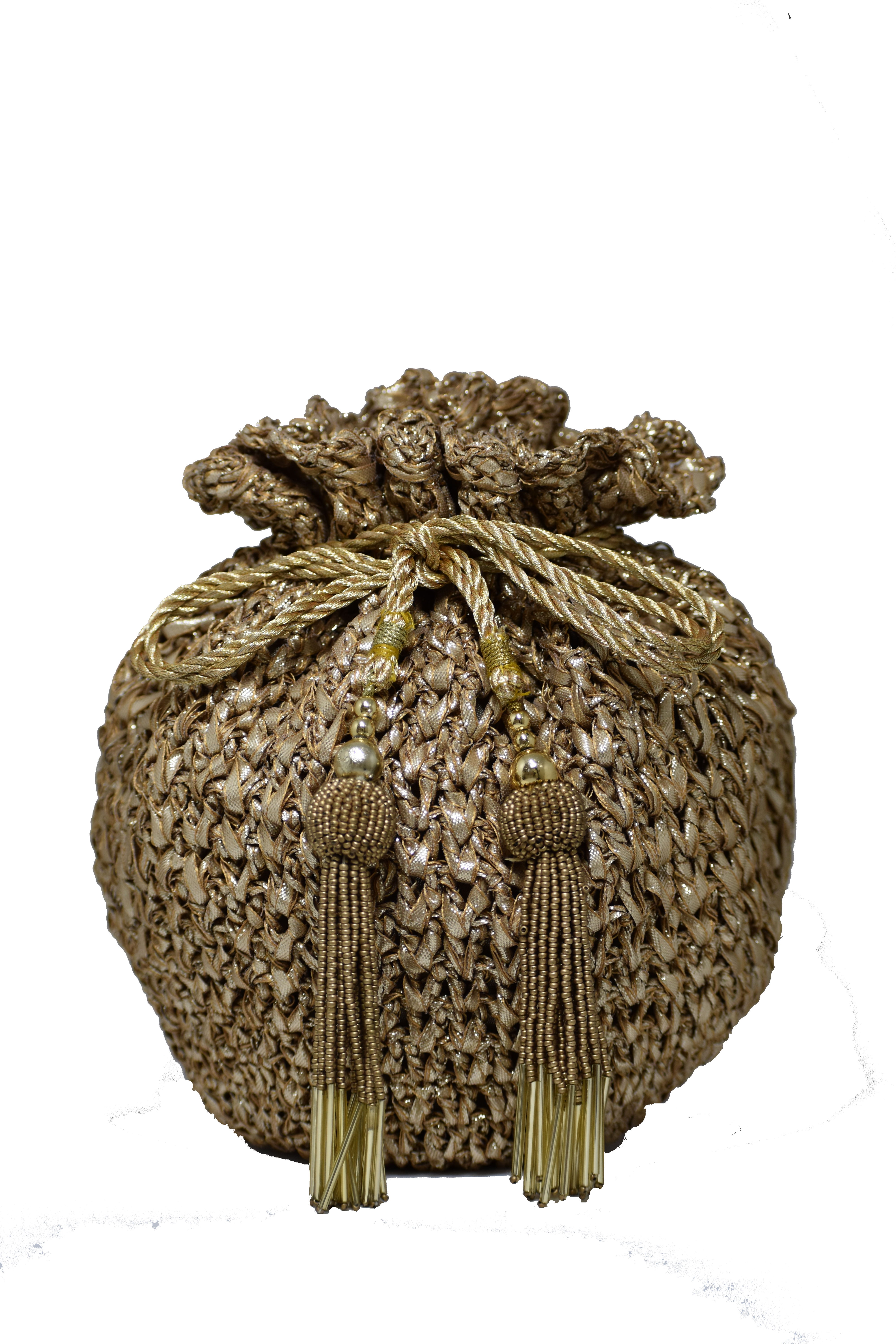 Mat Gold Crochet Potli